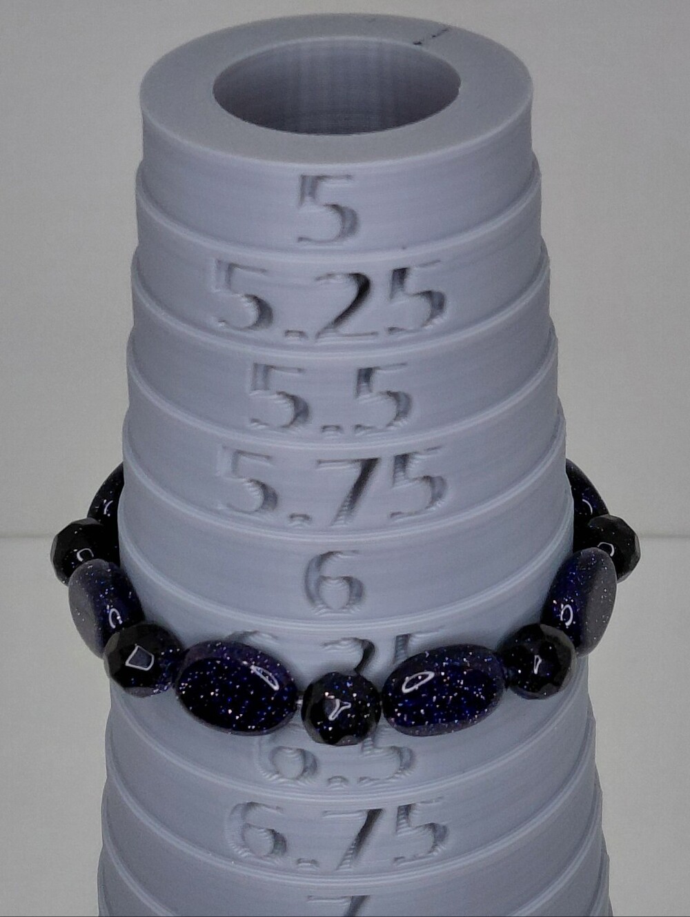 Hand Made Blue Goldstone Beaded Stretch Bracelet About 6.25 Inches - Picture 2 of 10